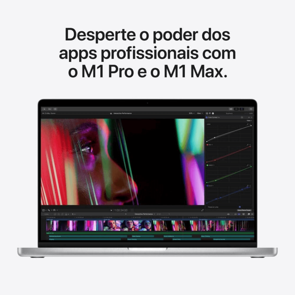 Apple notebook MacBook Pro (de 16 polegadas, Processador M1 Pro da Apple com CPU 10‑core e GPU 16‑core, 16 GB RAM, 512 GB SSD) - Prateado - 01