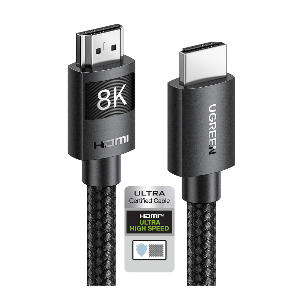 UGREEN Cabo HDMI 2.1 8K 2M Certificado, Alta Velocidade 48 Gbps 120 Hz 60 Hz Nylon Trançado Compatível com Dynamic HDR eARC Dolby Atmos HDCP Compatível com Projetor Blu-ray